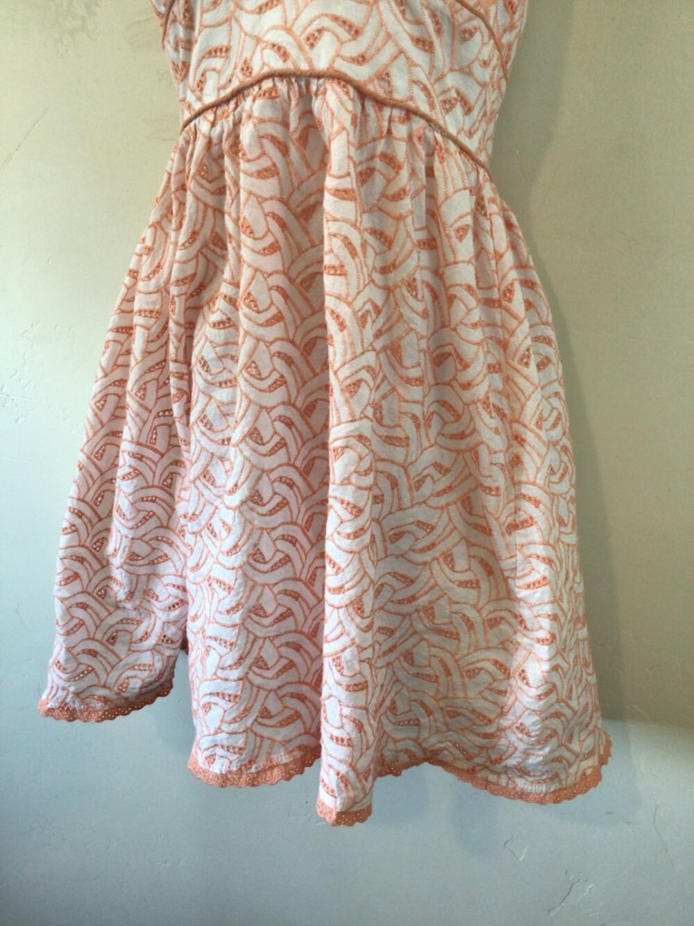 Flying Tomato White Peach Embroidered Knee Length V Neck Halter Dress - Picture 3 of 6